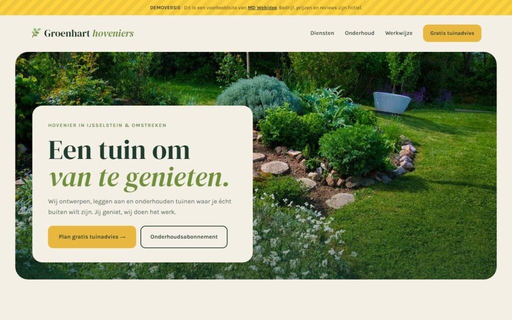 Screenshot demosite Groenhart hoveniers